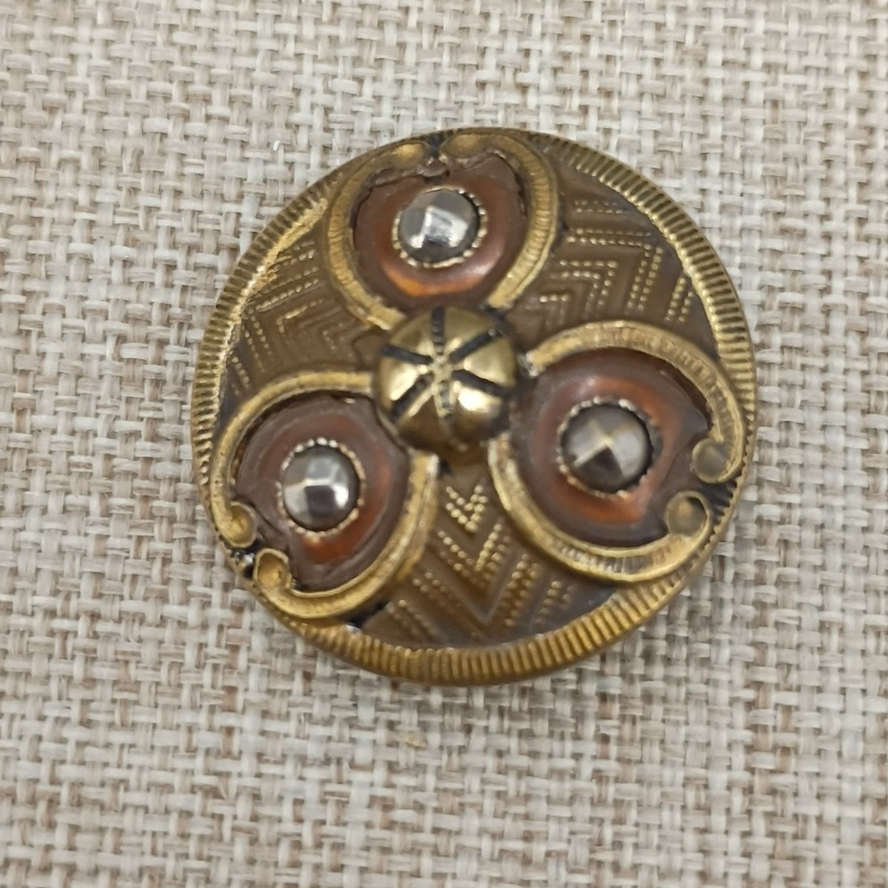 Antique Victorian Brass Button Cricket Cage Filigree Cut Steel Engraved Lot of 5 - Picture 13 of 15